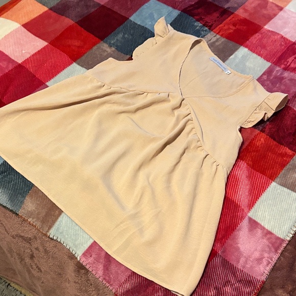 Tan Ruffle Sleeve Top - Picture 4 of 4